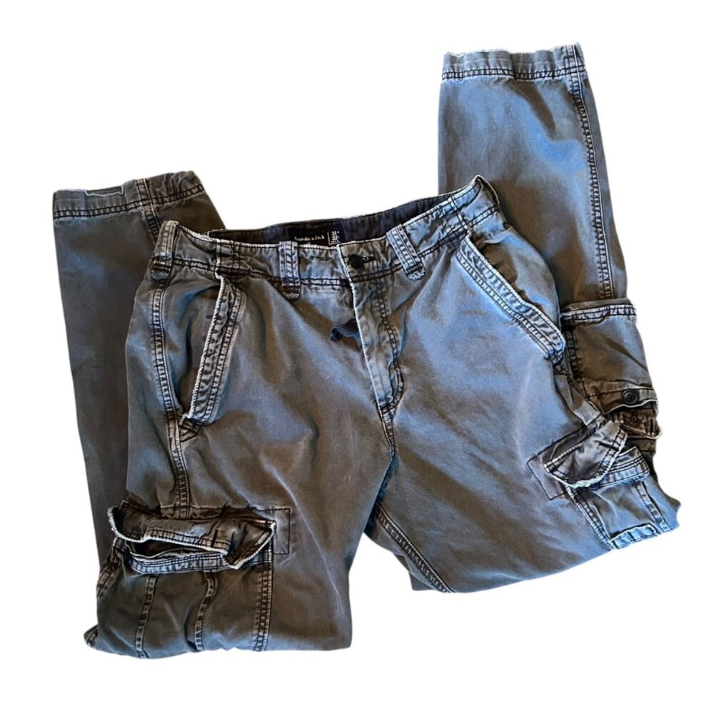 Vintage Abercrombie & Fitch Baggy Y2K Cargo LFO Utilitarian Gray Pants